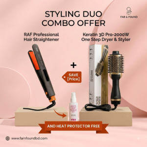 Keratin 3D Pro Dryer + RAF Hair Straightener Combo Set